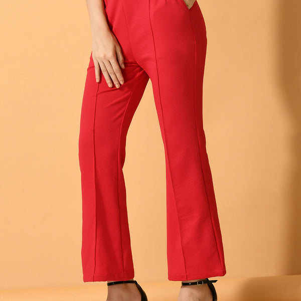 Myshka Women's Pink Flared Party Trouser - Distacart