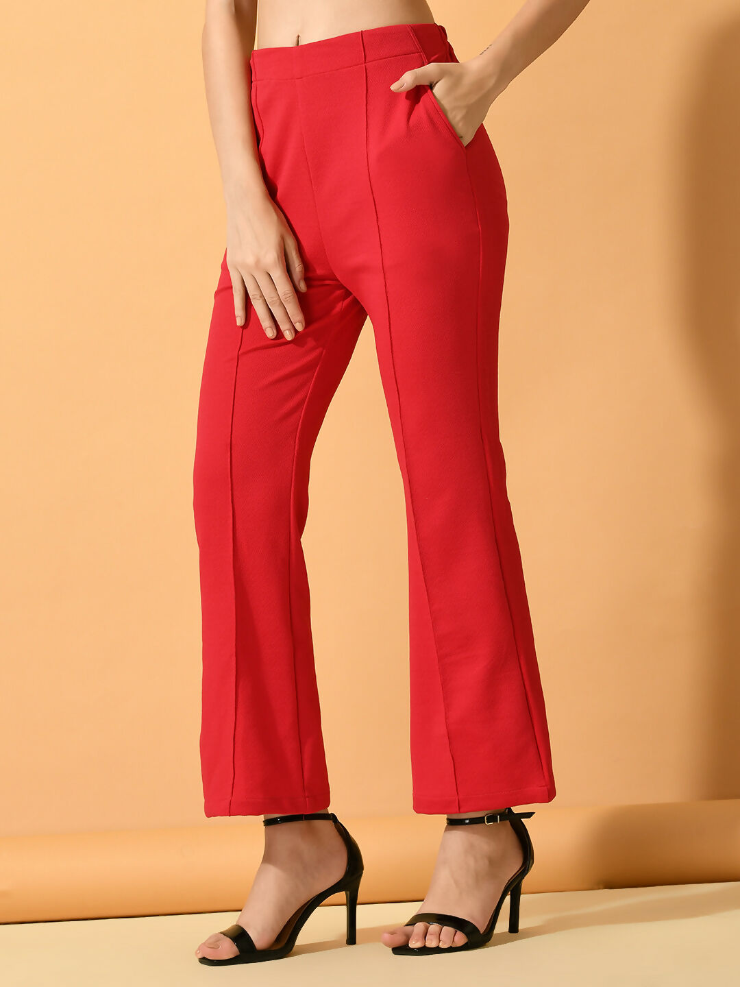 Myshka Women's Pink Flared Party Trouser - Distacart