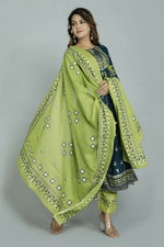 Thumbnail for Alvano Women's Stylish Anarkali Kurti with Pant and Dupatta for Women and Girls (Teal) - Distacart