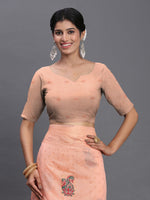Thumbnail for Astita Linen Cotton Peach Saree