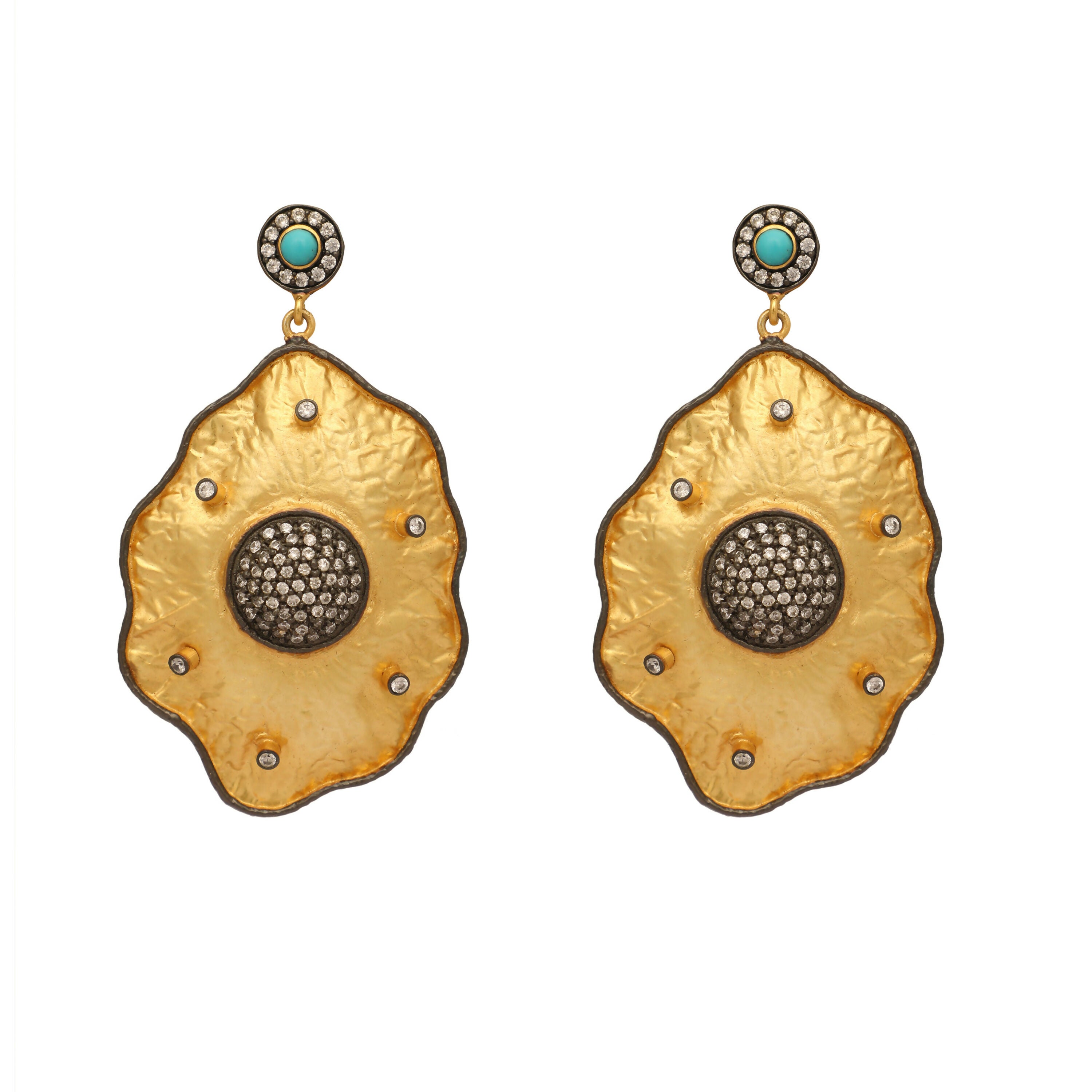 Nuyug 18k Gold-Plated American Diamond Studded Anti Tarnish Contemporary Dangler Earrings