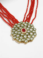 Thumbnail for NVR Women Gold Plated Red Kundan Jewellery Set - Distacart