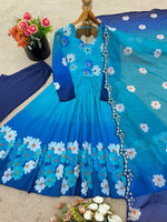 Thumbnail for Teeya Creation Multi Color Taby Organza Silk Printed Party Wear Gown