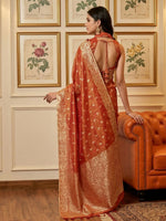 Thumbnail for Shree Shyam Fashion Rust Tissue Silk Saree - Distacart