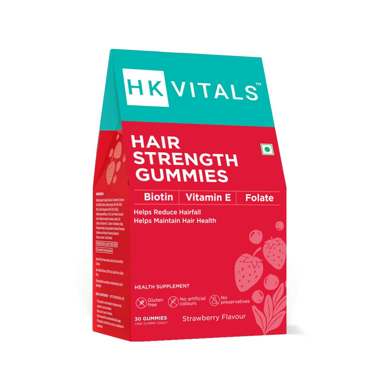 HK Vitals Hair Strength Biotin Gummies - Strawberry Flavor - Distacart
