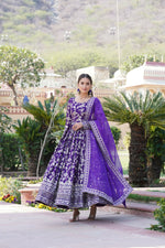 Thumbnail for Joban Fashion Purple Viscose Jacquard Sequence Embroidery Work Kurta Set