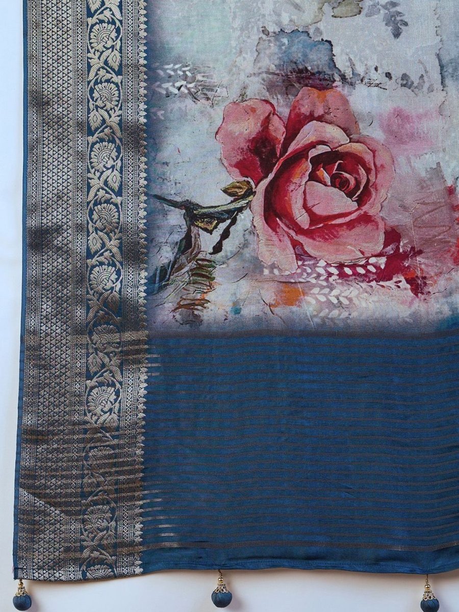 Anouk Floral Zari Silk Blend Sungudi Saree - Distacart