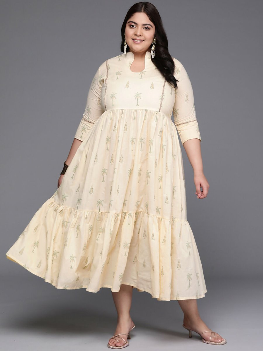 Ahalyaa Women's Traditional wear Ethnic Dress - Off White - Distacart