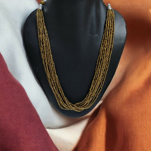Inhanns Bloom Handmade Beaded Only Necklace - 12 Layers - Golden Necklace - Distacart