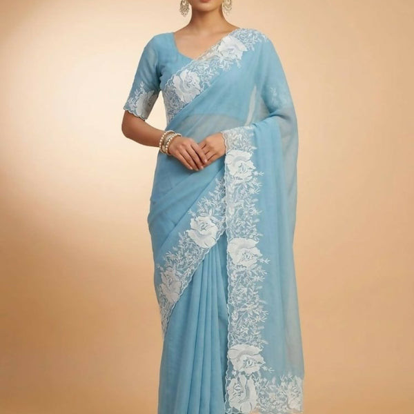 Joban Fashion Sky Blue Candy Crush Party Wear Sarees - Distacart