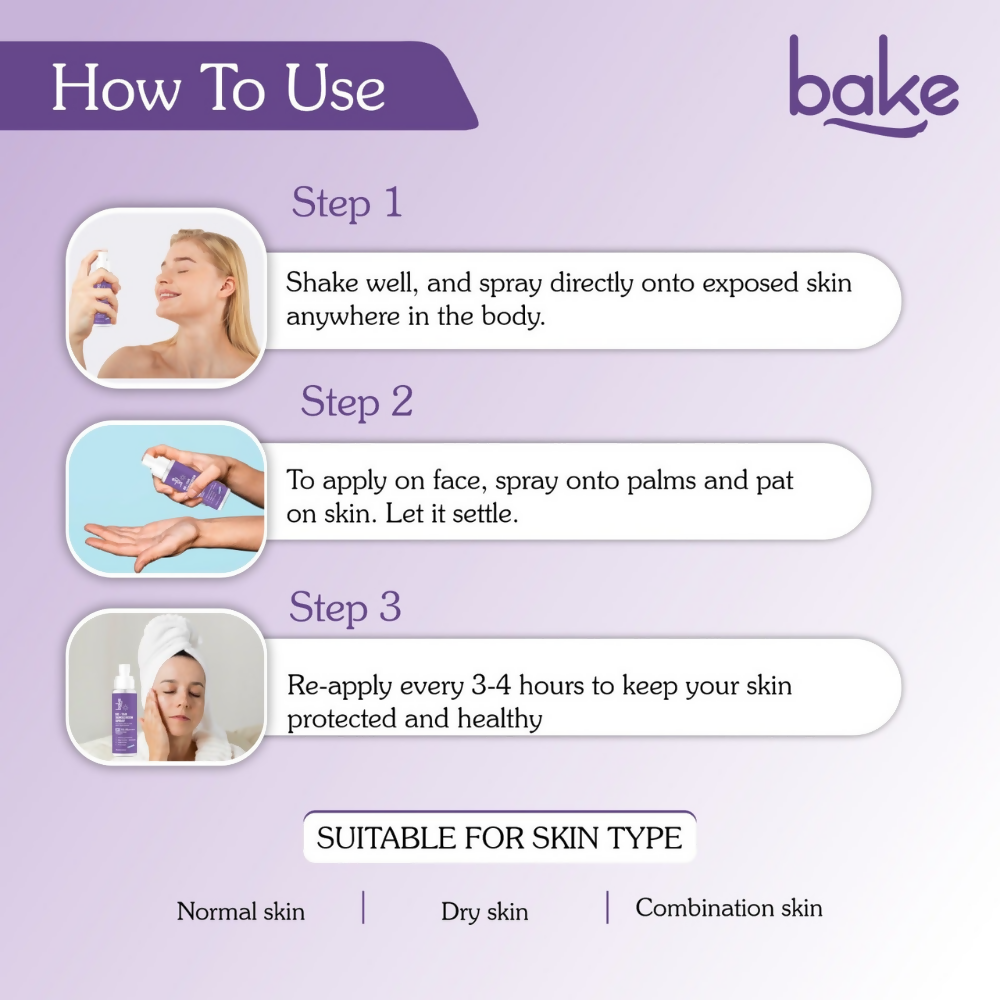 Bake De-tan Waterproof Sunscreen Spray SPF 70 PA+++ with 2% Kojic Acid - Distacart