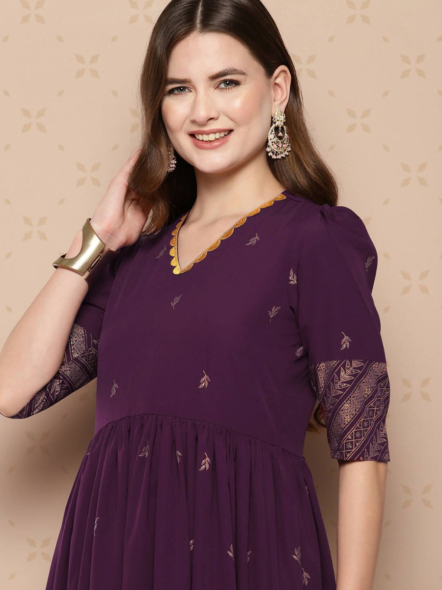 Ahalyaa Women's Traditional wear Ethnic Dress - Burgundy - Distacart