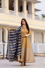 Thumbnail for Teeya Creation Multi Color Pure Banarasi Viscose Wedding Wear Long Gown - Distacart
