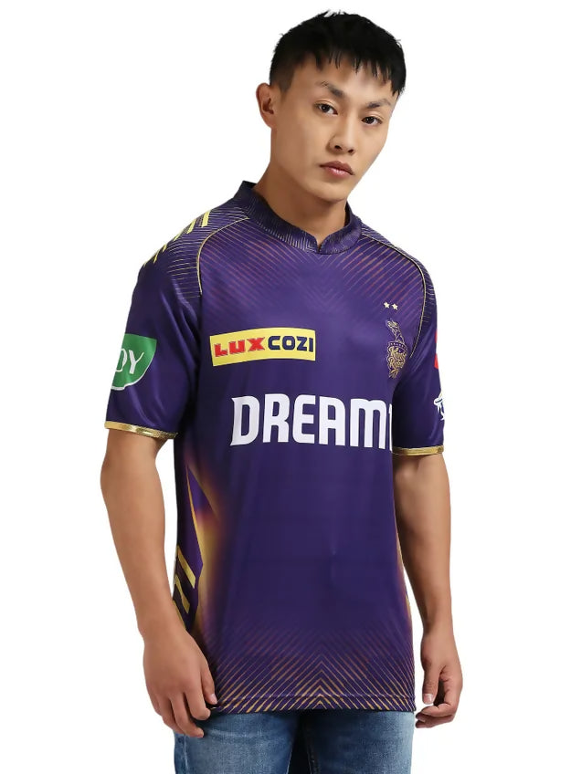 Kolkata Knight Riders Men Purple Printed Half Sleeves Jersey - Distacart