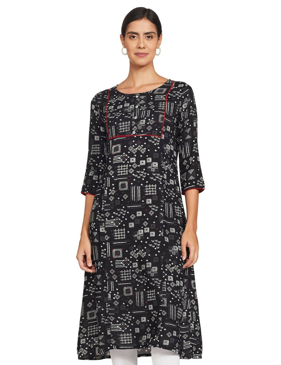Anubhutee Women's Rayon Regular A-Line Black Kurta - Distacart