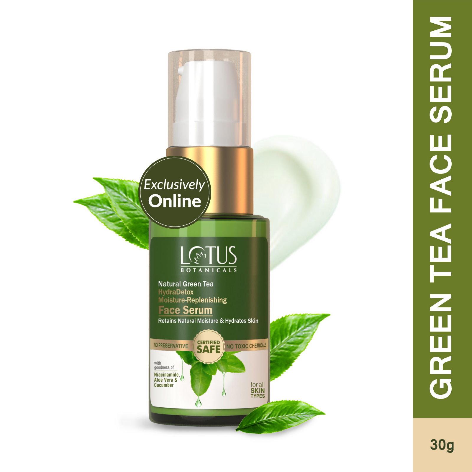 Lotus Botanicals Natural Green Tea HydraDetox Moisture - Replenishing Face Serum - Distacart
