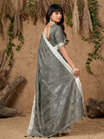 Thumbnail for Shree Shyam Fashion Gray Linen Cotton Saree - Distacart