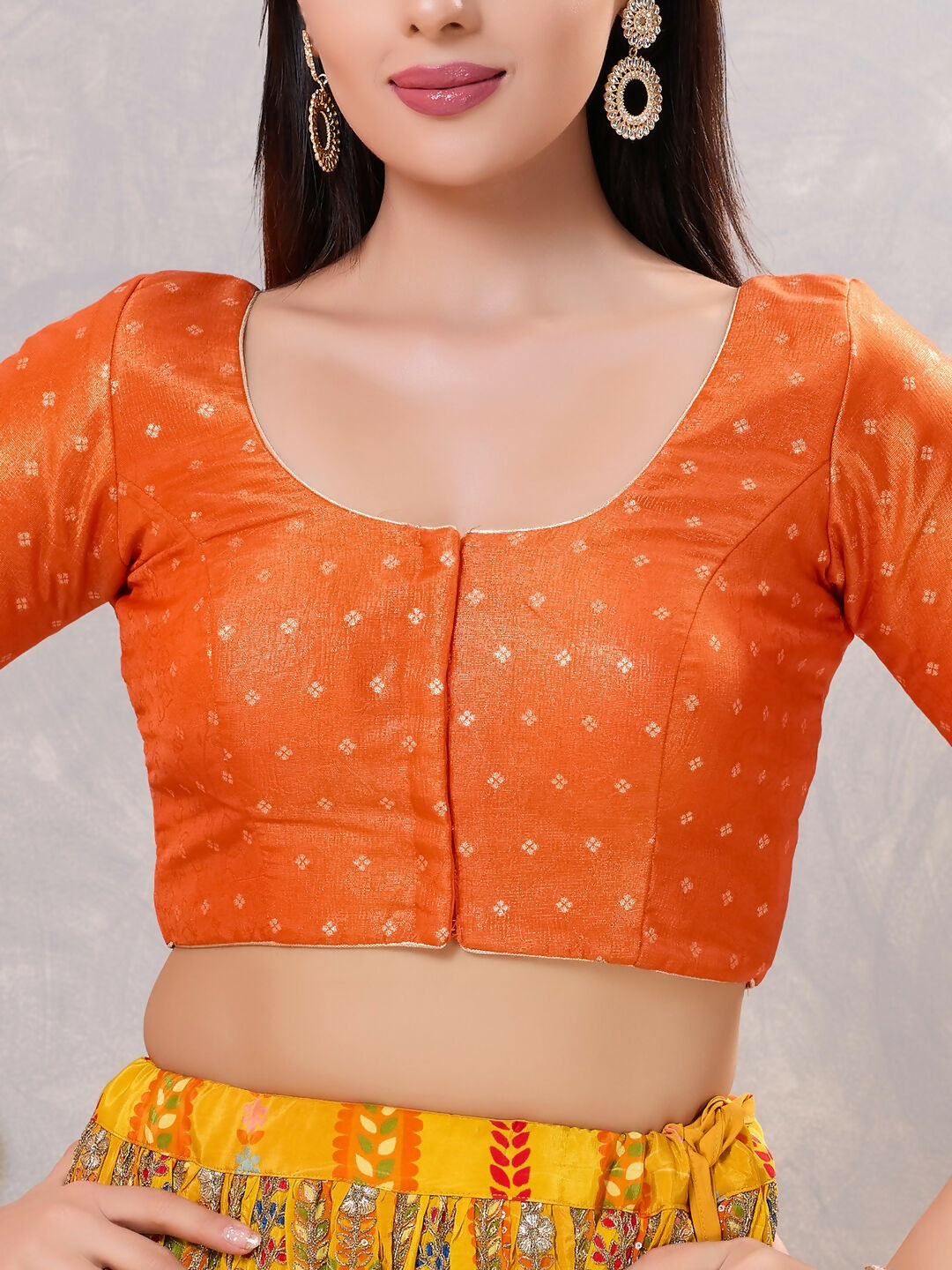 Joban Fashion Women Silk Orange Stitched Blouse - Distacart