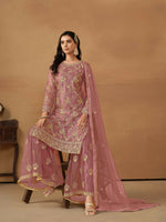 Thumbnail for Anaita Pink Embroidered Net Salwar Suit - Distacart