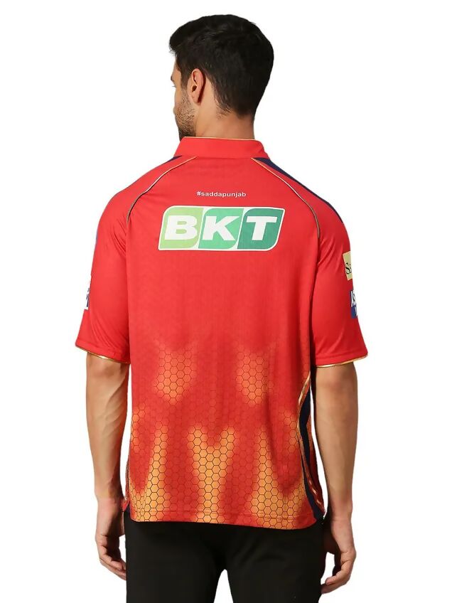 Punjab Kings Men Red Printed Half Sleeves Jersey - Distacart