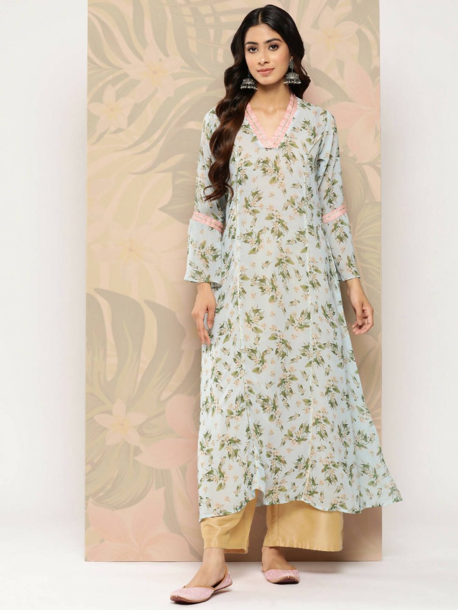 Ahalyaa Women's Traditional wear Kurta - Sky Blue - Distacart
