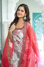 Thumbnail for Joban Fashion White Georgette Embroidery Sequence Work Readymade Kurta Set