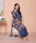 Thumbnail for Miravan Womens Cotton Floral Printed Shirt-Collar Straight Kurta And Palazzo Set - Distacart
