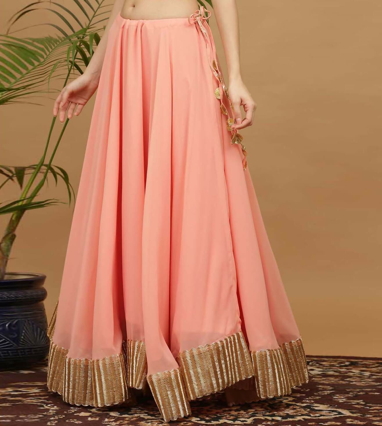 Joban Fashion Lite Beige Georgette Lehenga Set - Distacart
