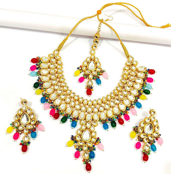 Joban Fashion Hand Made High Quality Gold Plated Base Metal Alloy Kundan Stone Studded Kundan Jewellery Set - Distacart