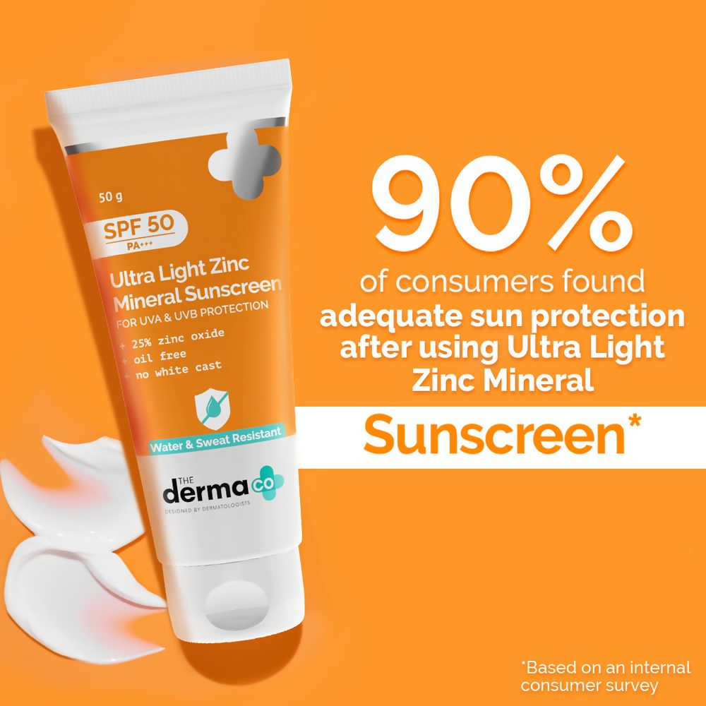 The Derma Co Ultra Light Zinc Mineral Sunscreen with SPF 50 - Distacart