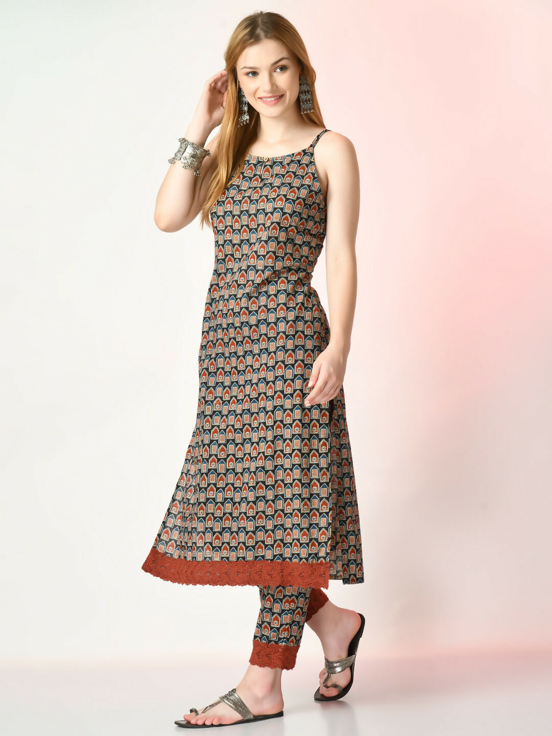 Myshka Women's Multi Printed Kurta With Trousers - Distacart
