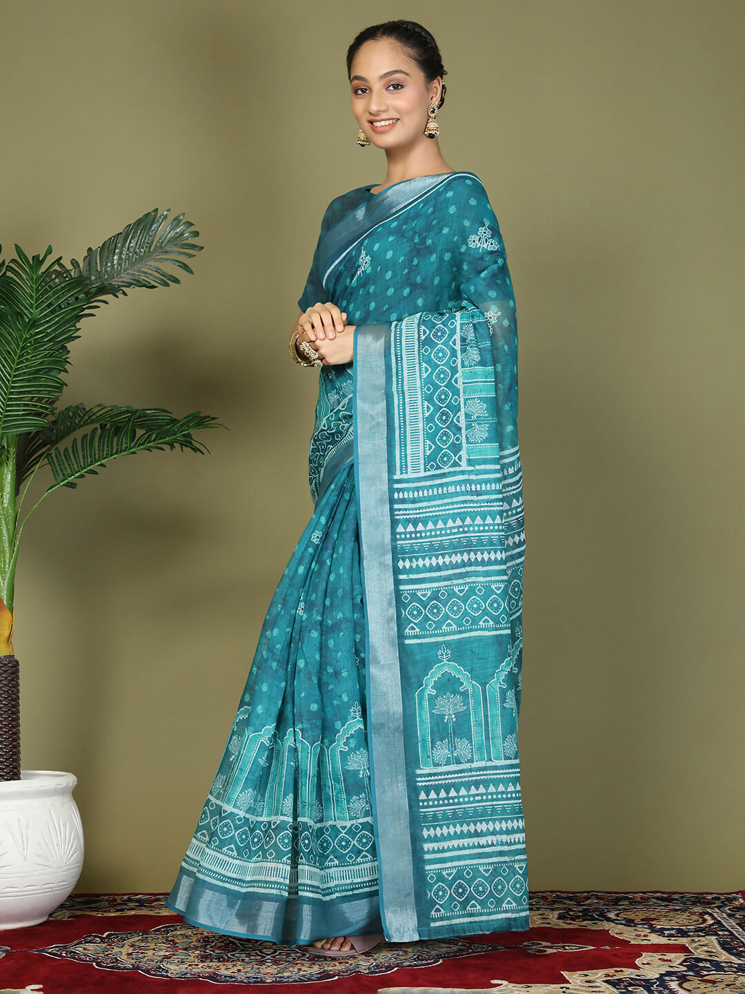 Astita Cotton Sea Green Saree