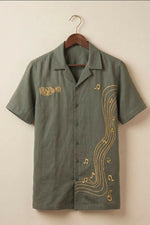 Thumbnail for Echo — Green Music Embroidered Cotton Shirt by Hilo Design - Dista
