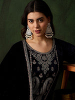 Thumbnail for Sangria Floral Embroidered Straight Kurta & Trousers With Dupatta - Distacart