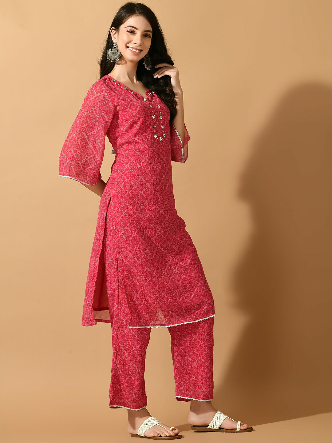 Myshka Women's Pink Embroidered Party Kurta Sets - Distacart