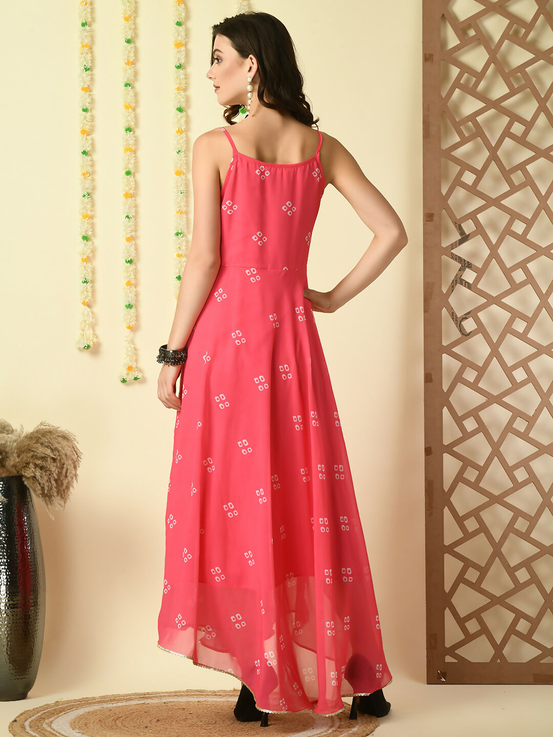 Myshka Women's Pink Printed Georgette Party Dress - Distacart