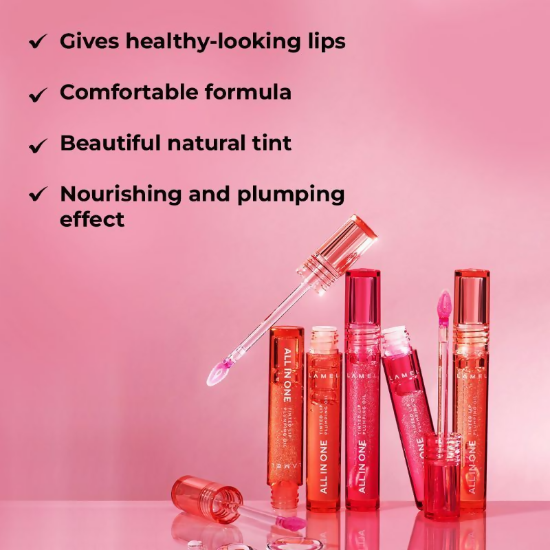 Lamel All In One Lip Tinted Plumping Oil - 401 Peachy - Distacart