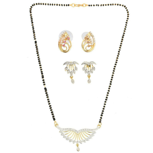 AanyaCentric Gold Plated Mangalsutra with Pendant, 2 Pair Earrings - Distacart