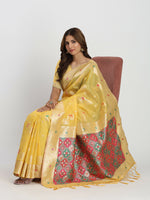 Thumbnail for Astita Linen Cotton Yellow Saree