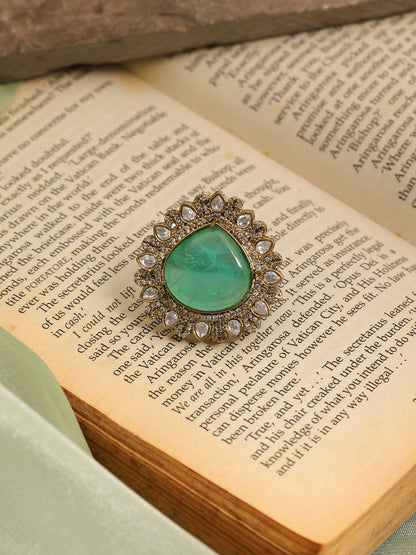 Ruby Raang Teardrop Green Stone Ring - Distacart