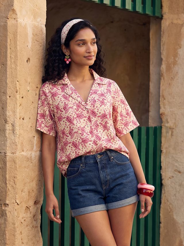 Janasya Cream Shirt Cotton Top - Dista
