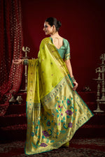 Thumbnail for Joban Fashion Mustard Green Paithani Silk Blend Butti Saree