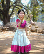 Thumbnail for Jyoti Fashion Classy Wine Heavy Chenille Sequins Embroidered Kids Lehenga Choli Set - Distacart