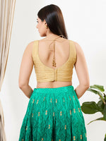 Thumbnail for Joban Fashion Light Gold Tissue Padded Blouse With V Neck Sleeveless - Distacart