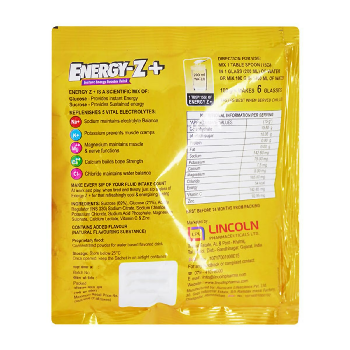 Energy-Z+ Orange Flav Energy Drink - Sachets - Distacart