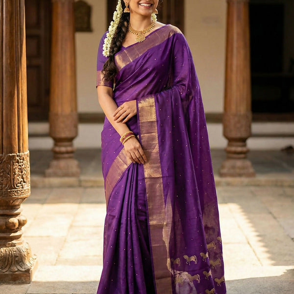 Astita Violet Soft Silk Saree - Distacart