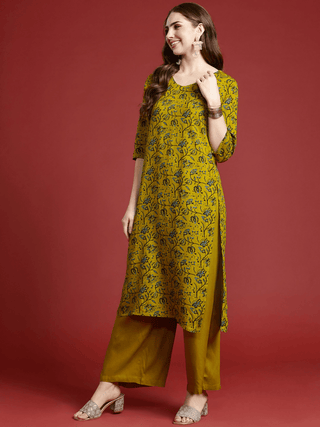 Anouk Women Floral Printed Regular Kurta With Palazzos - Distacart