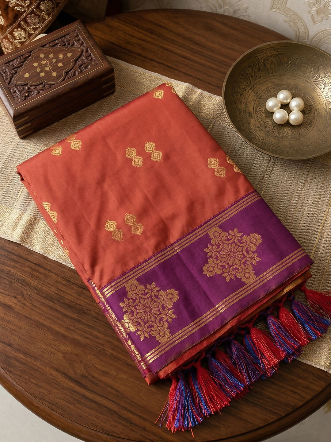 Shree Shyam Fashion Orange Soft Silk Saree - Distacart