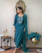 Thumbnail for Partywear Designer Firozy Rayon Slub Stitched Suit With Dupatta - Tanisha - Distacart