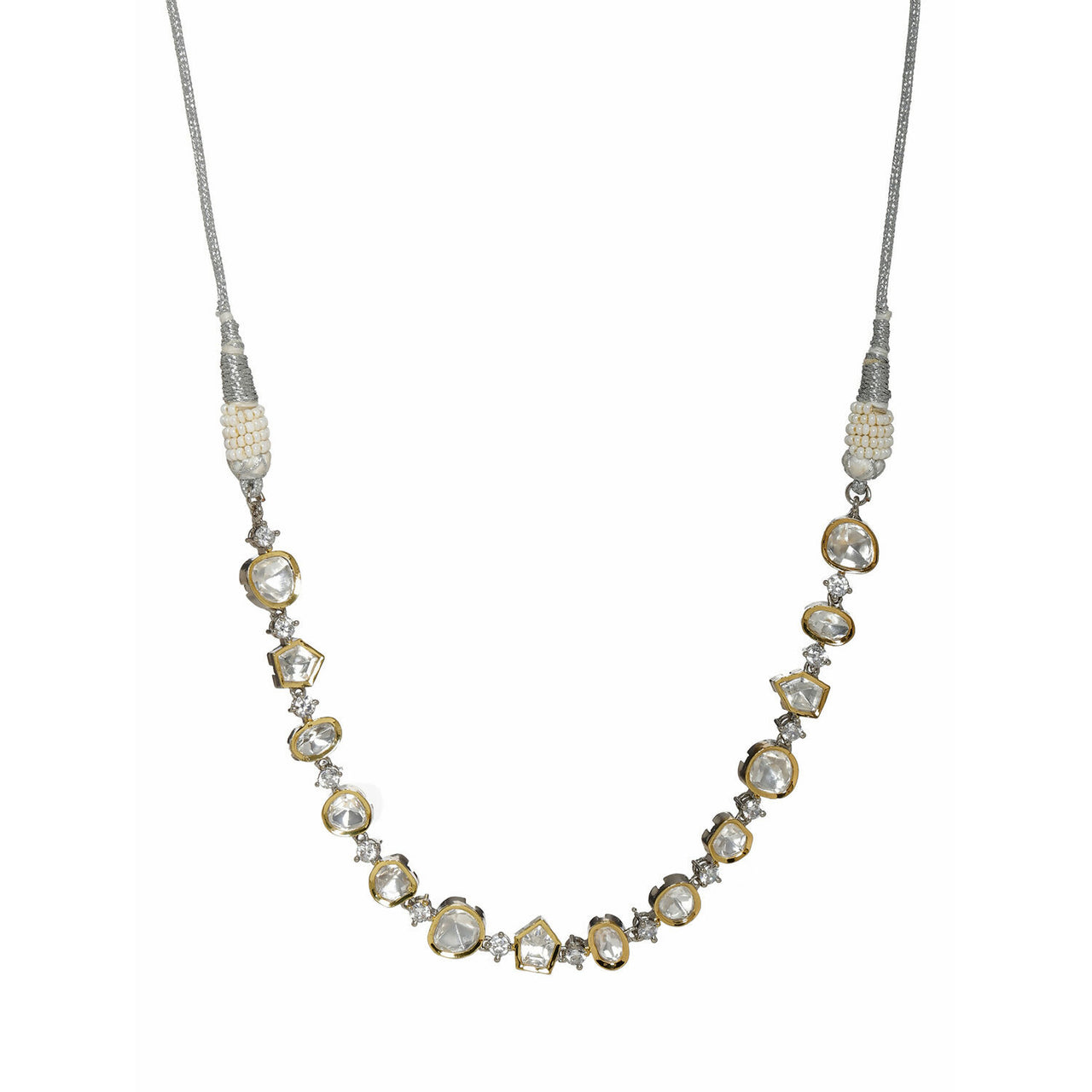 Kundan and Diamond Neckpiece (Silver) - Ruby Raang - Distacart
